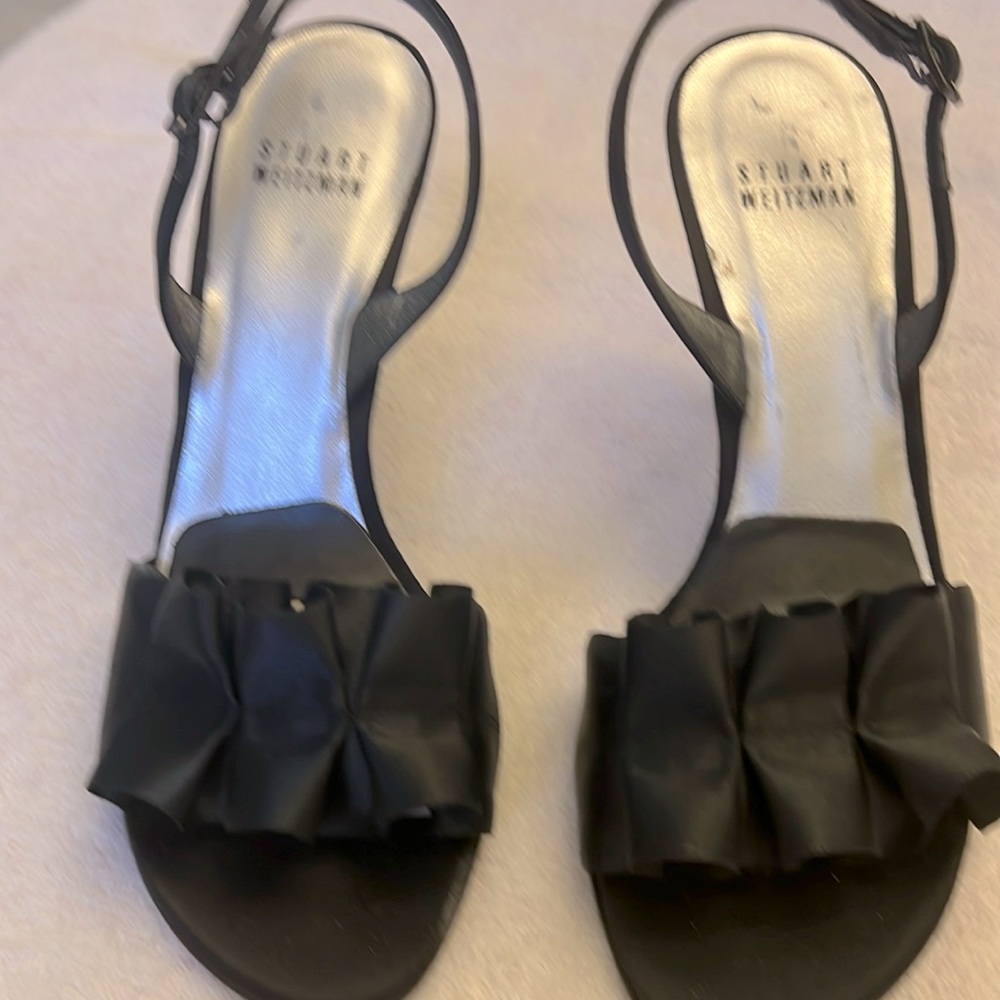Stuart Weitzman black ruffle sandals size 5.5